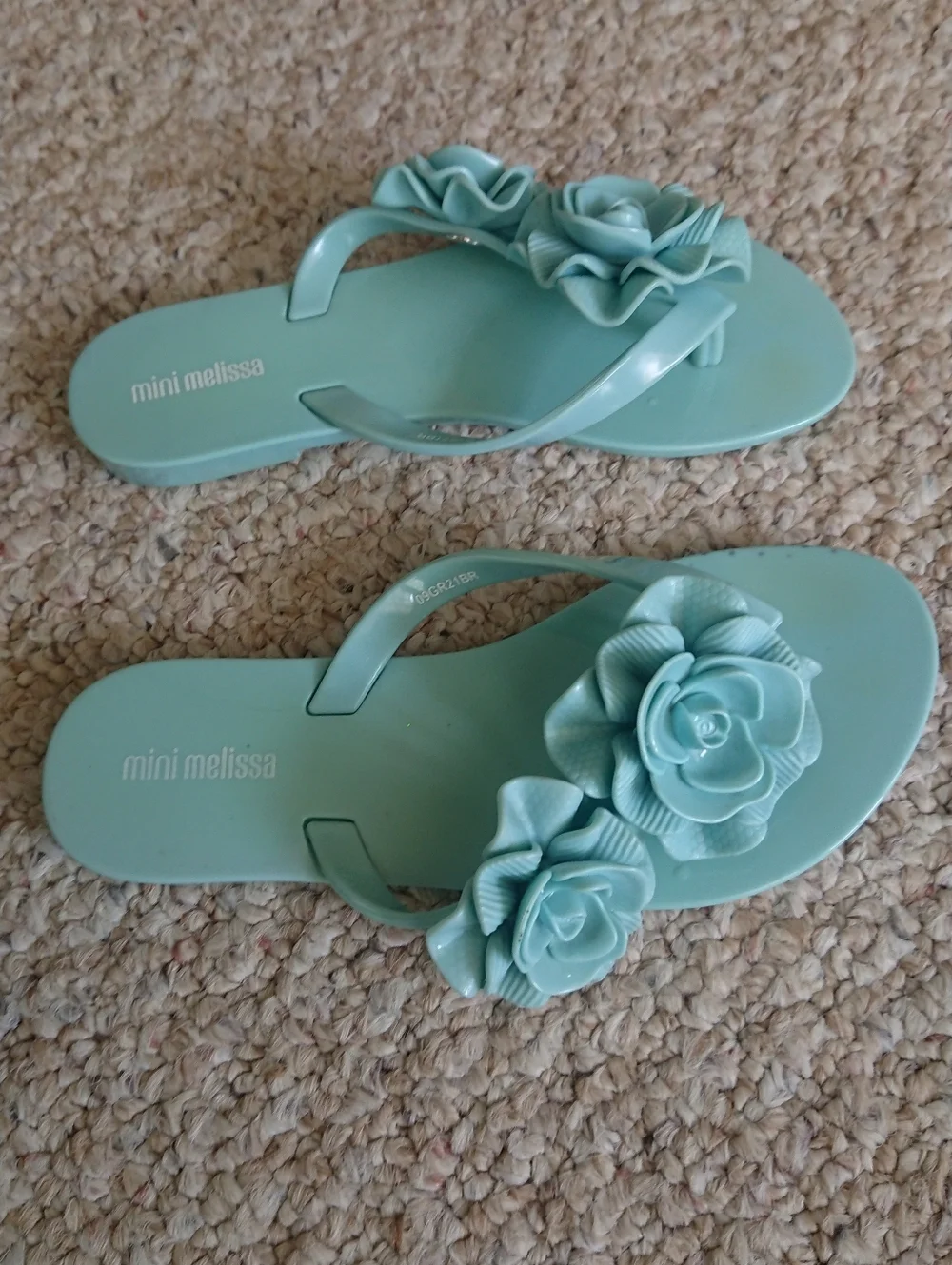 Mini Melissa Harmonic Floral Jelly Flip Flops in Mint size 8-9